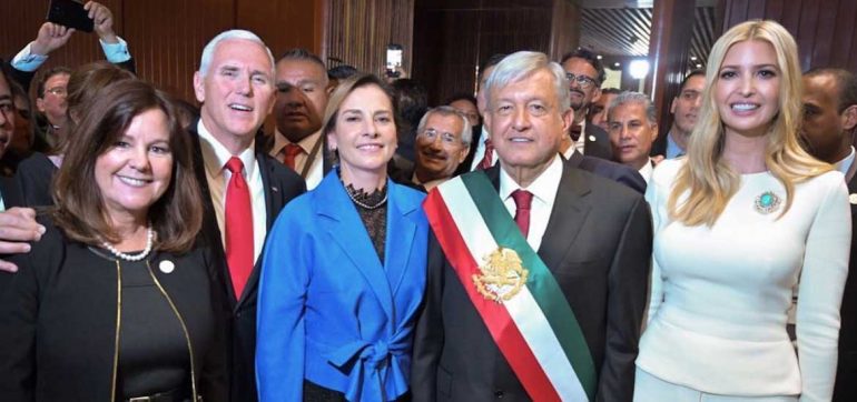 Mike Pence e Ivanka Trump, López Obrador y Beatriz Gutiérrez