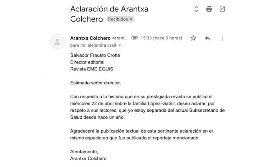 Arantxa Colchero está separada de López Gatell