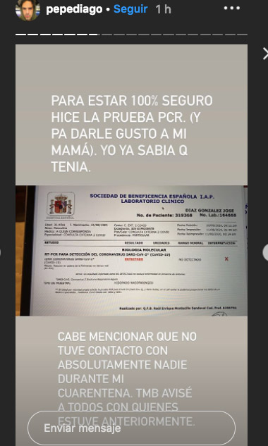 Pepe Diaz tuvo covid-19