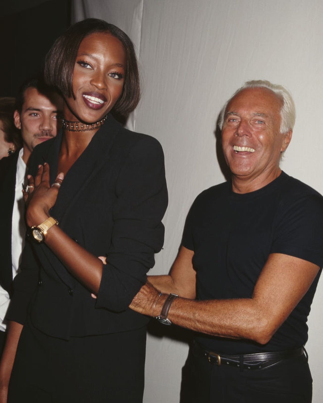 Giorgio Armani y la modelo Naomi Campbell