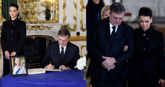 Marcelo Ebrard firma el libro de condolencias previo al funeral de la reina Isabel II