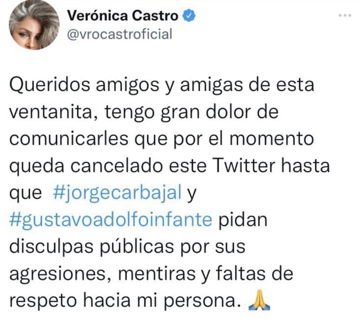 Verónica Castro responde a las acusaciones en su contra